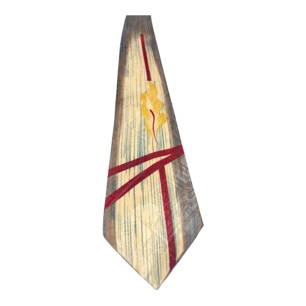 Wembley Vintage Starshine Print Tie Brown Gold Red Abstract Mid-Century SBT1